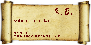 Kehrer Britta névjegykártya